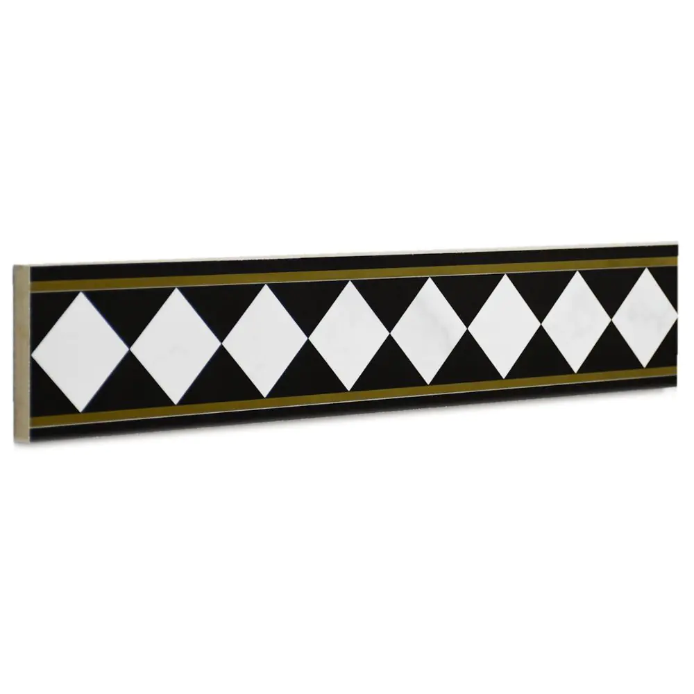 Bordüre Villeroy & Boch 1425 MKB4 Victorian diamond schwarz weiß gold 7,5x40 cm I.Sorte