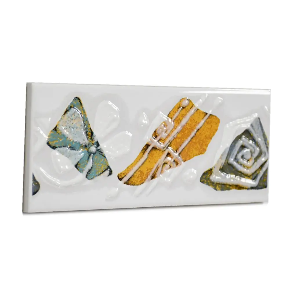 Bordüre AWS Keramik Nr.1032 156851 gelb türkis weiß 7,6x20 cm I.Sorte