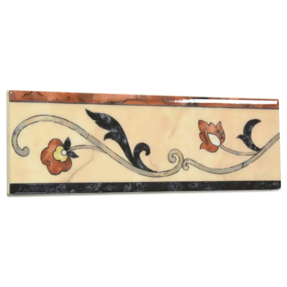 Bordüre Villeroy & Boch 1456 TL61 Palazzo Vecchio rot beige schwarz 7,5x25 cm I.Sorte Bordüre Villeroy & Boch 1456 TL61 Palazzo Vecchio rot beige schwarz 7,5x25 cm I.Sorte