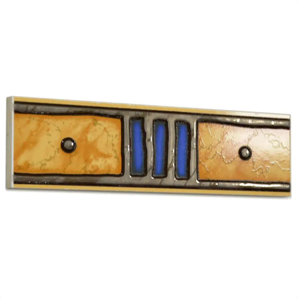 Bordüre Engers Nr.299 cotto orange braun grau blau 6,5x25 cm I.Sorte Bordüre Engers Nr.299 cotto orange braun grau blau 6,5x25 cm I.Sorte