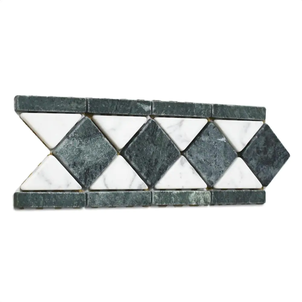 Bordüre Nr.907 Bianco Carrara Guatamala grün grau weiß 10x31 cm