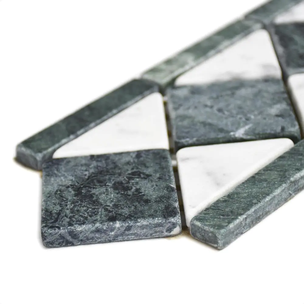 Bordüre Nr.907 Bianco Carrara Guatamala grün grau weiß 10x31 cm