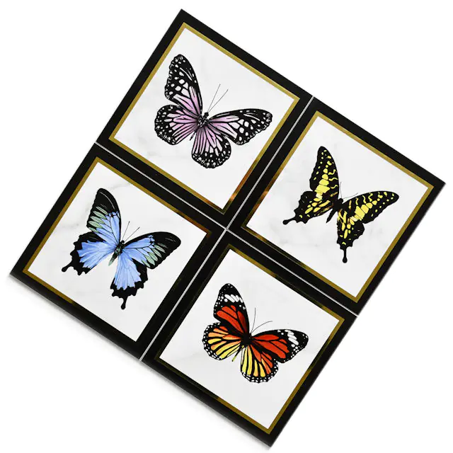 Wandfliese Dekor Villeroy & Boch 1222 MK0C black-white mehrfarbig Victorian 20x20 cm I.Sorte