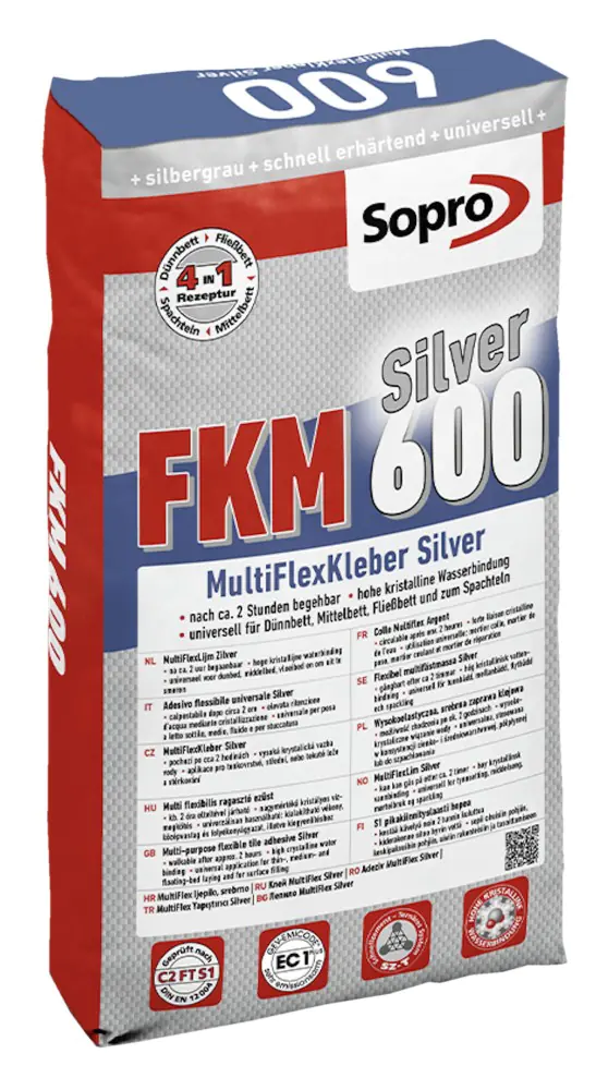 Fliesenkleber Sopro FKM 600 Silver MultiFlexKleber Silver 25 kg Fliesenkleber Sopro FKM 600 Silver MultiFlexKleber Silver 25 kg