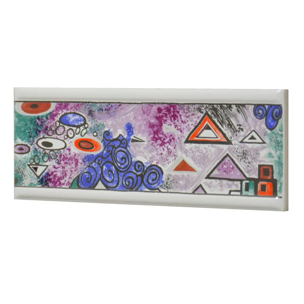 Bordüre AWS Keramik Nr.529 154471 weiß lila blau bunt 7,2x20 cm Bordüre AWS Keramik Nr.529 154471 weiß lila blau bunt 7,2x20 cm