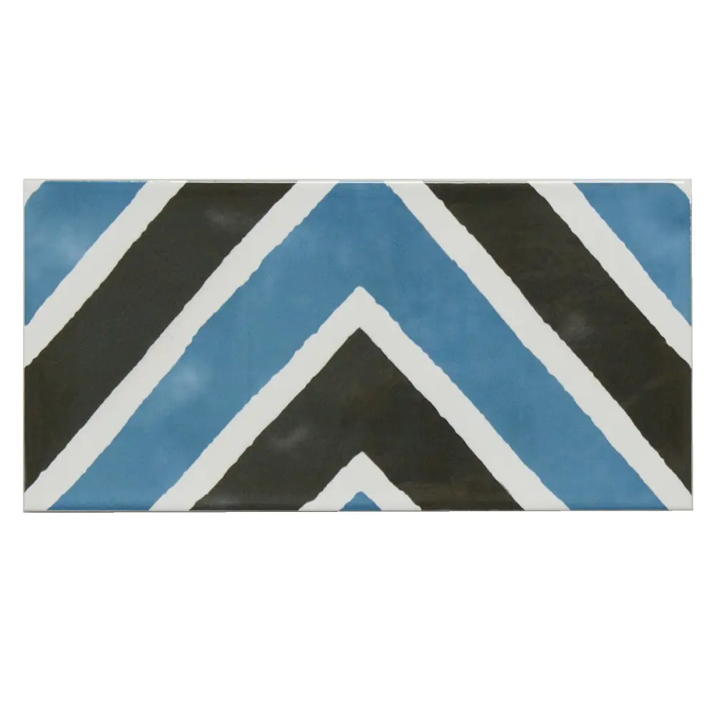 Wandfliese Dekor Cifre Atmosphere Ask marine blau schwarz weiß 12,5x25 cm I.Sorte