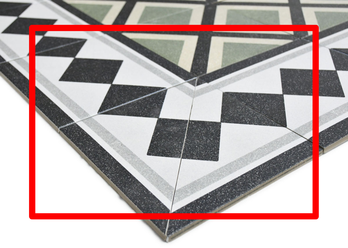 Bordüre Alt Mettlach 2.0 Gehrungsschnitt Beispiel