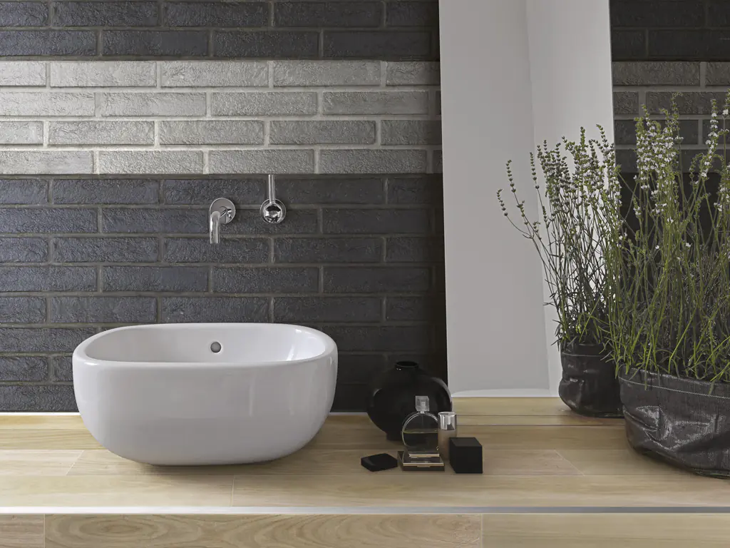 Wandfliese Rondine J85676 Brick New York black schwarz 6x25 cm I.Sorte