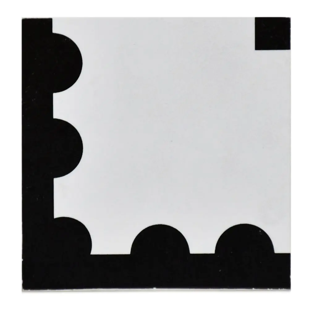 Bordürenecke Vlleroy & Boch 1426 MKE5 Victorian white perforated schwarz weiß 7,5x7,5 cm I.Sorte