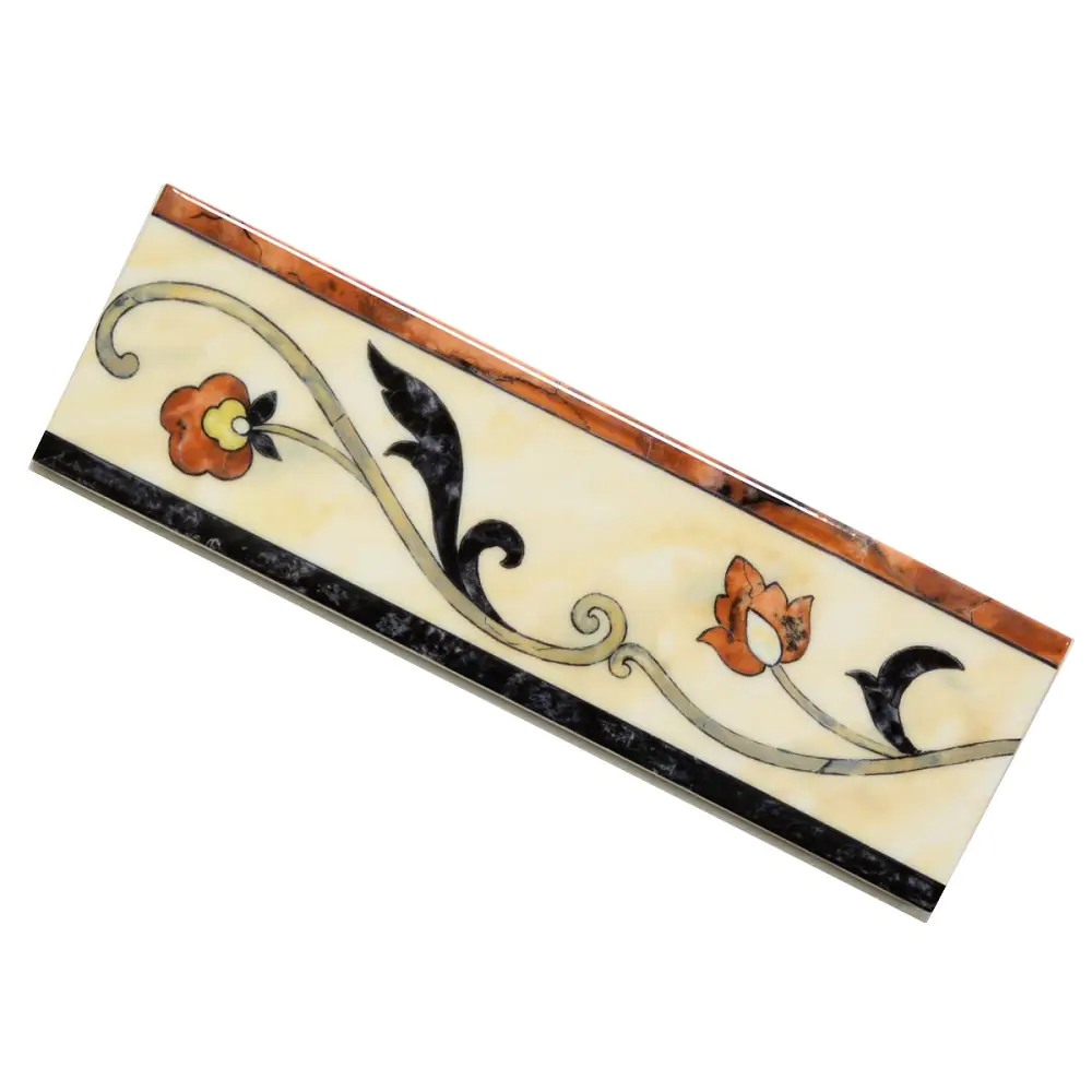 Bordüre Villeroy & Boch 1456 TL21 Palazzo Vecchio rot creme schwarz 7,5x25 cm I.Sorte Bordüre Villeroy & Boch 1456 TL21 Palazzo Vecchio rot creme schwarz 7,5x25 cm I.Sorte