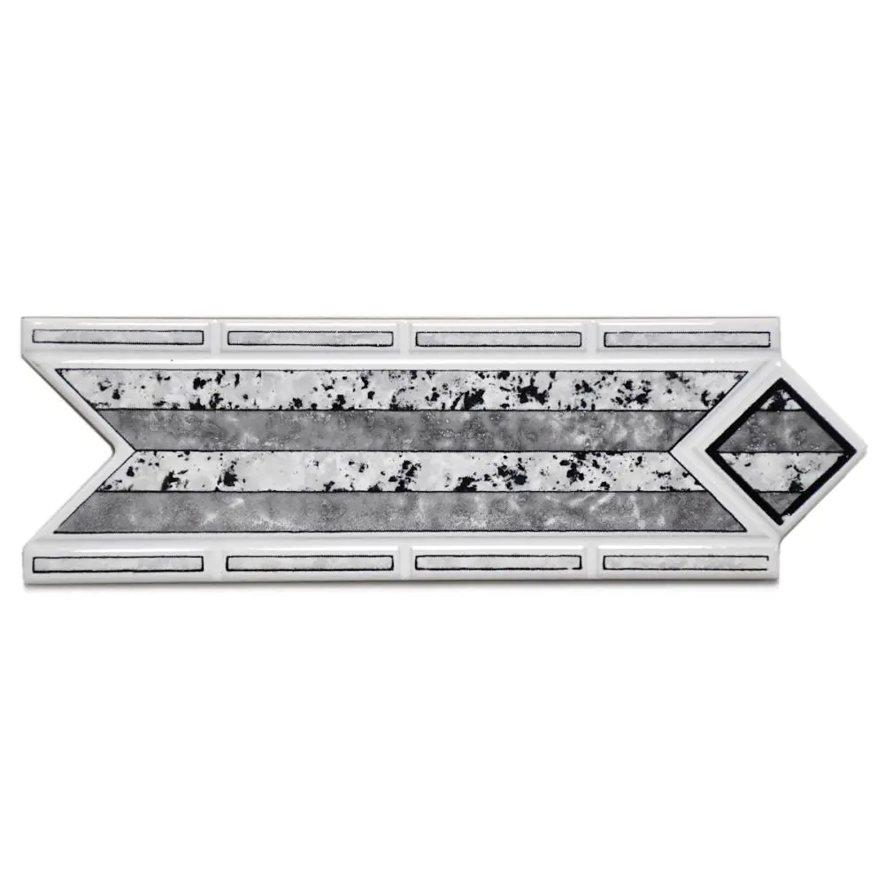 Bordüre Nr.1030 Nuria grau weiß schwarz glänzend 8x23 cm