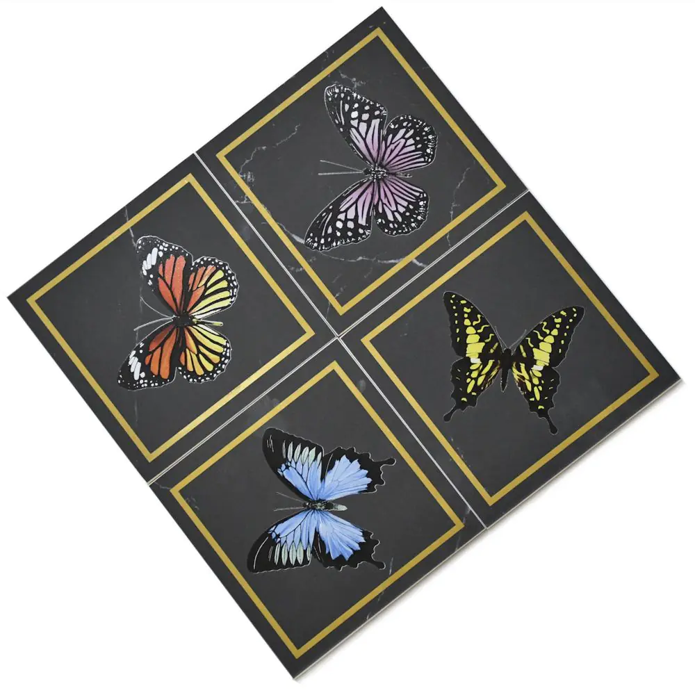 Wandfliese Dekor Villeroy & Boch 1222 MK9F Victorian black gold mehrfarbig 20x20 cm I.Sorte