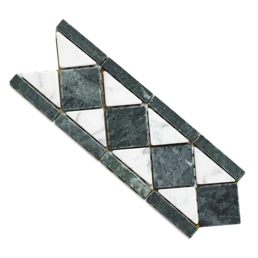 Bordüre Nr.907 Bianco Carrara Guatamala grün grau weiß 10x31 cm