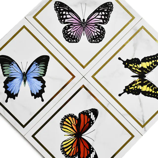 Wandfliese Dekor Villeroy & Boch 1222 MK0F Victorian white gold mehrfarbig 20x20 cm I.Sorte