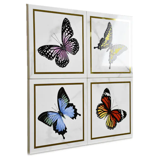 Wandfliese Dekor Villeroy & Boch 1222 MK0F Victorian white gold mehrfarbig 20x20 cm I.Sorte