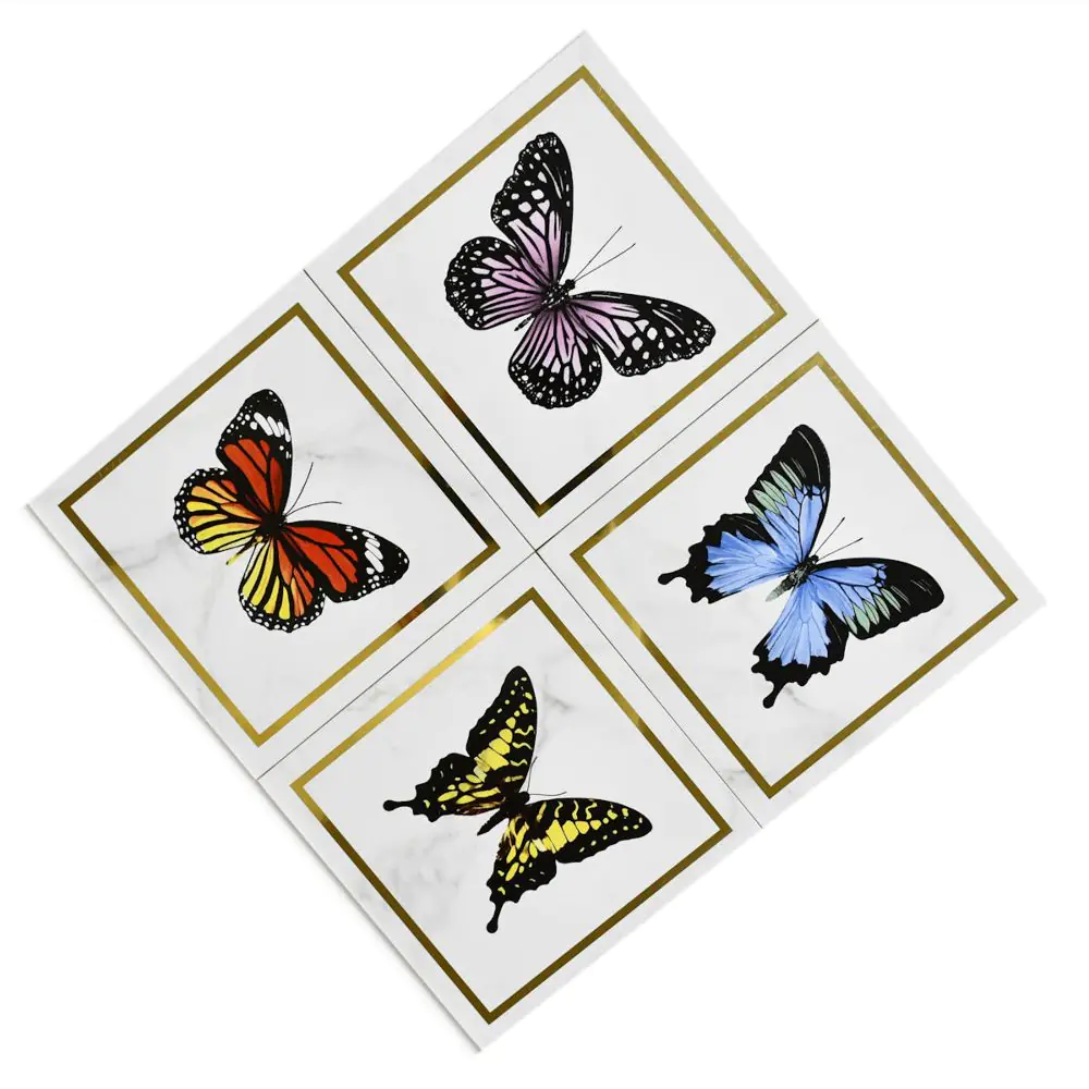 Wandfliese Dekor Villeroy & Boch 1222 MK0E Victorian white-gold butterfly mehrfarbig 20x20 cm