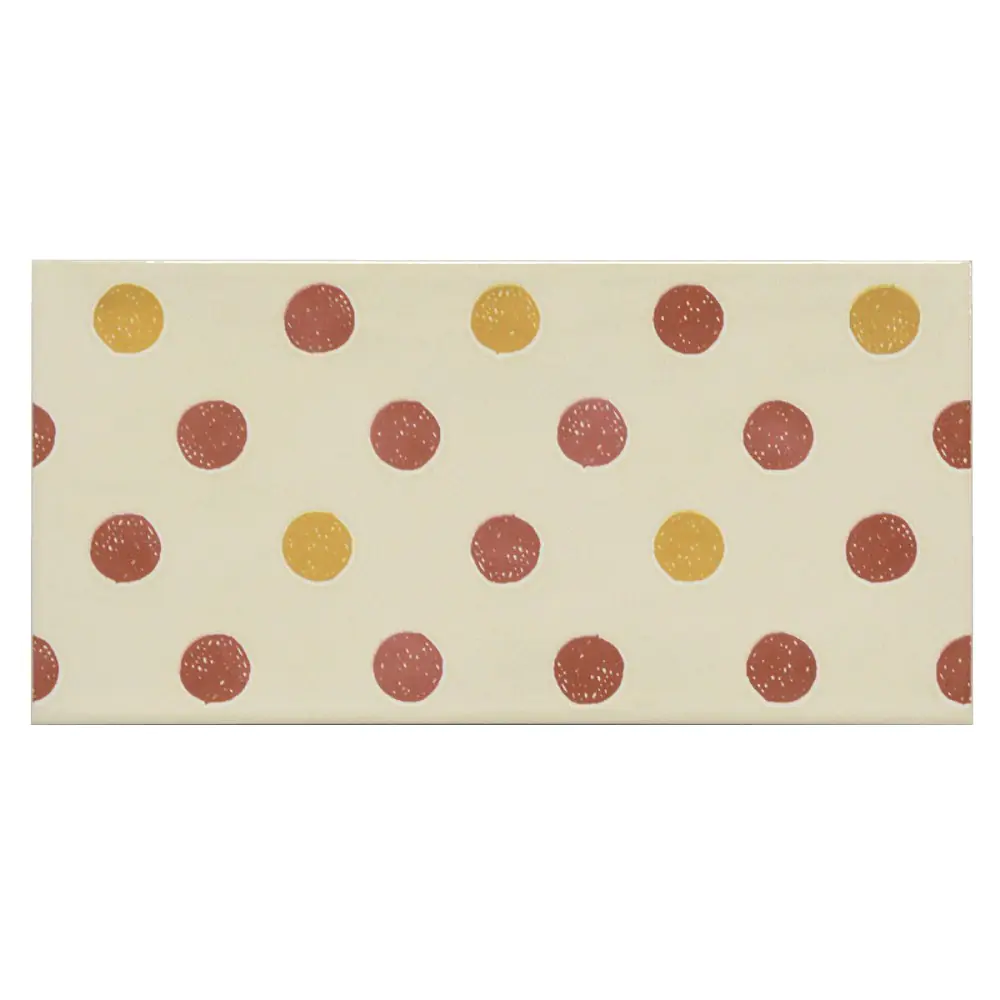 Wandfliese Dekor Cifre Atmosphere warm creme rot gelb 12,5x25 cm I.Sorte