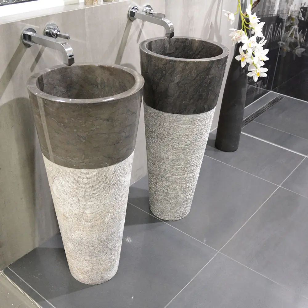 Waschsäule Waschbecken IMSO Ceramiche Lavabo grau anthrazit 40x90 cm Waschsäule Waschbecken IMSO Ceramiche Lavabo grau anthrazit 40x90 cm