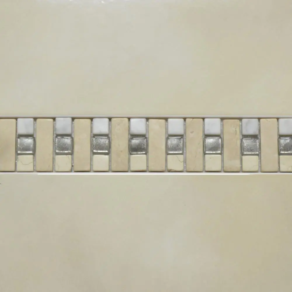 Bordüre Foredil platino varii creme weiß Marmor Murano Glas 6x30 cm Bordüre Foredil platino varii creme weiß Marmor Murano Glas 6x30 cm