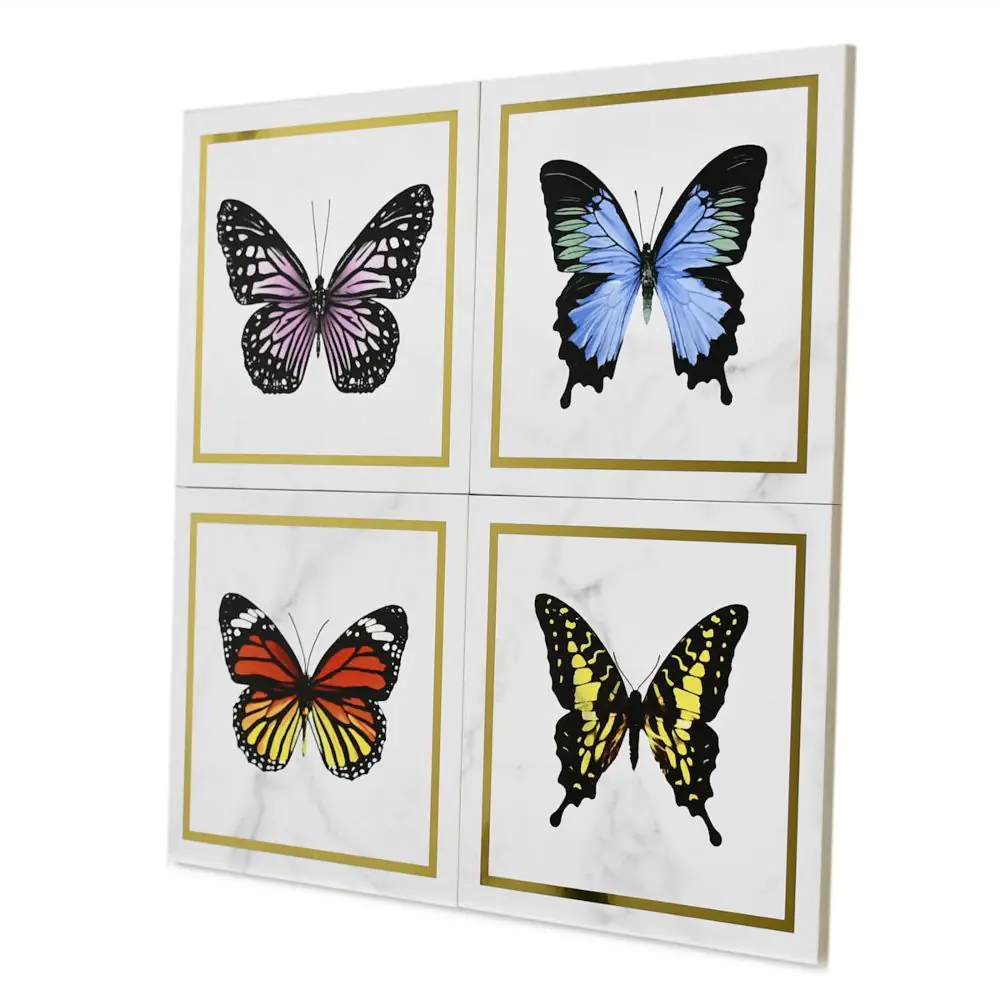 Wandfliese Dekor Villeroy & Boch 1222 MK0E Victorian white-gold butterfly mehrfarbig 20x20 cm