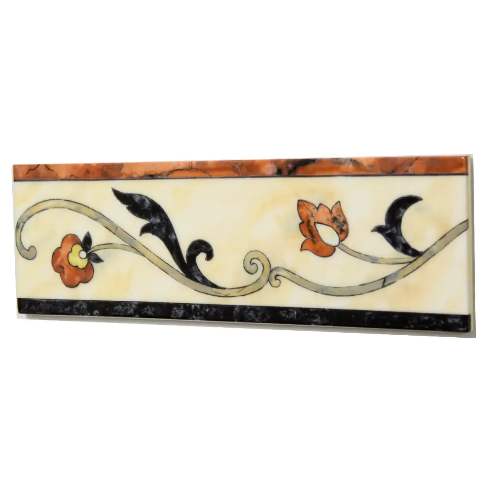 Bordüre Villeroy & Boch 1456 TL21 Palazzo Vecchio rot creme schwarz 7,5x25 cm I.Sorte Bordüre Villeroy & Boch 1456 TL21 Palazzo Vecchio rot creme schwarz 7,5x25 cm I.Sorte