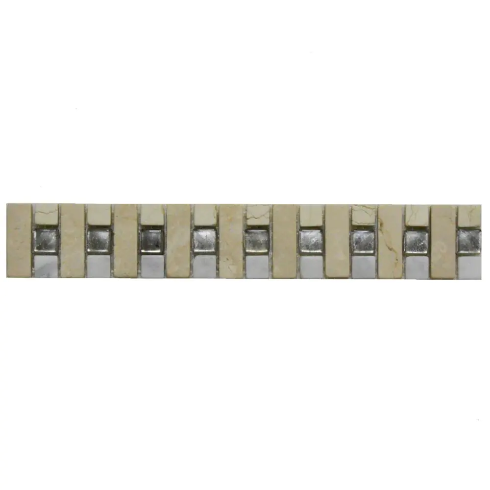 Bordüre Foredil platino varii creme weiß Marmor Murano Glas 6x30 cm Bordüre Foredil platino varii creme weiß Marmor Murano Glas 6x30 cm