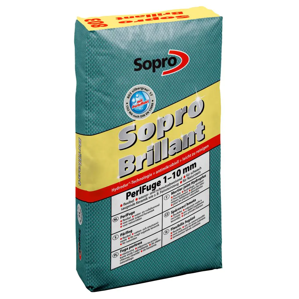 Fugenmörtel Sopro Brilliant PerlFuge 1-10 mm betongrau 15 kg Fugenmörtel Sopro Brilliant PerlFuge 1-10 mm betongrau 15 kg