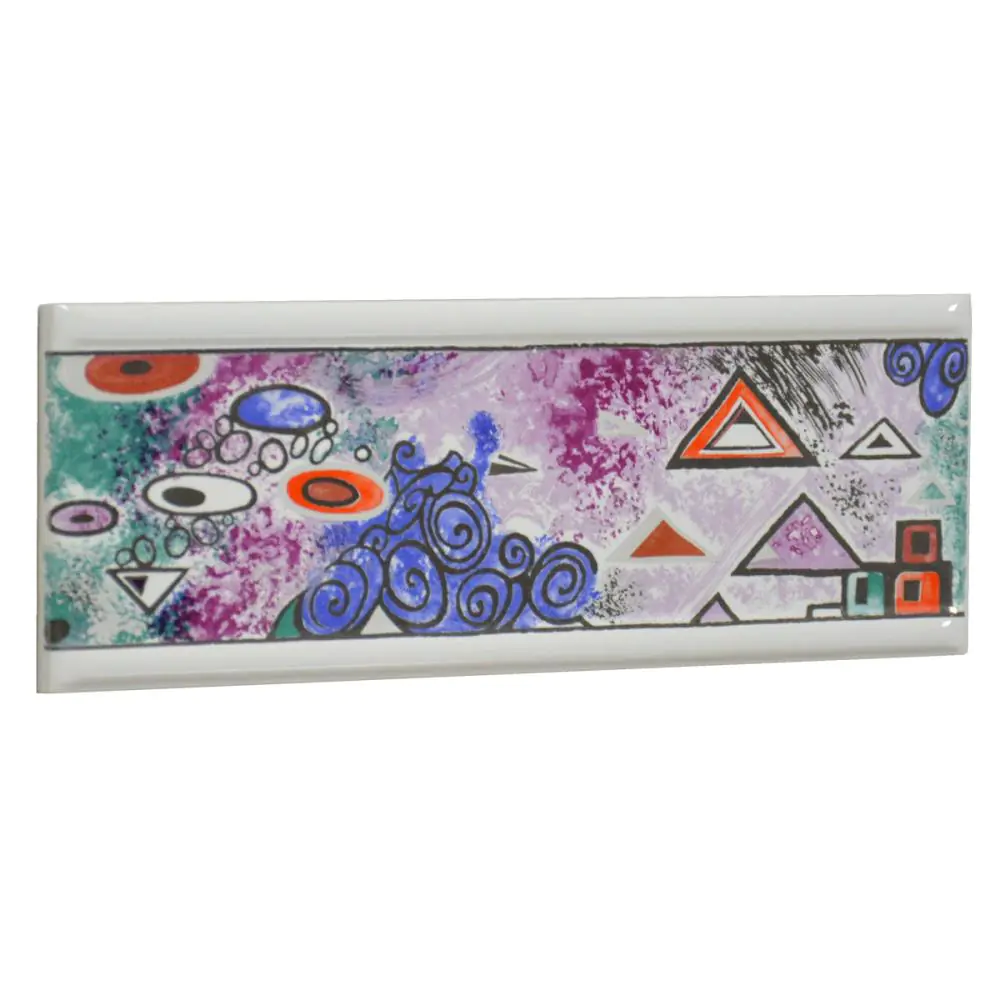 Bordüre AWS Keramik Nr.529 154471 weiß lila blau bunt 7,2x20 cm Bordüre AWS Keramik Nr.529 154471 weiß lila blau bunt 7,2x20 cm