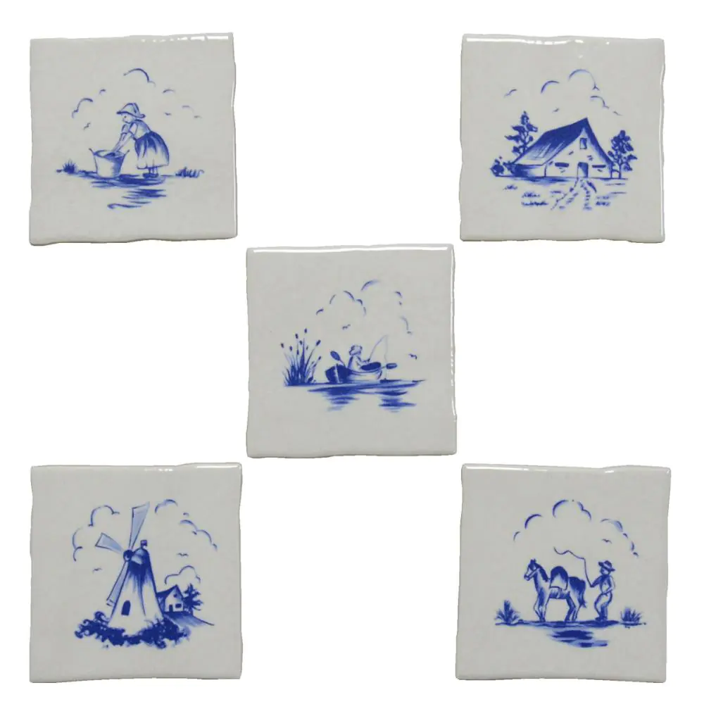 Mosaik Einleger Jasba 9R21 Delft 5er Set weiß blau 10x10 cm Mosaik Einleger Jasba 9R21 Delft 5er Set weiß blau 10x10 cm