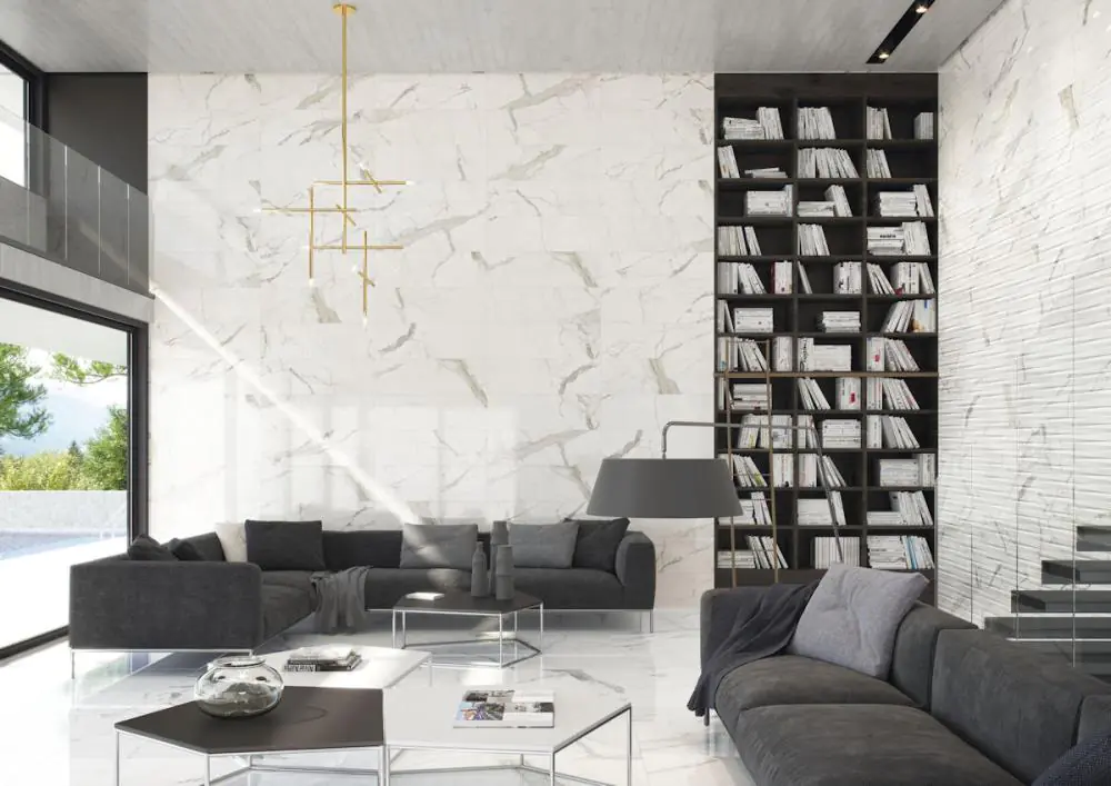 Bodenfliese Cifre Statuario brillo weiß grau 60x120 cm I.Sorte