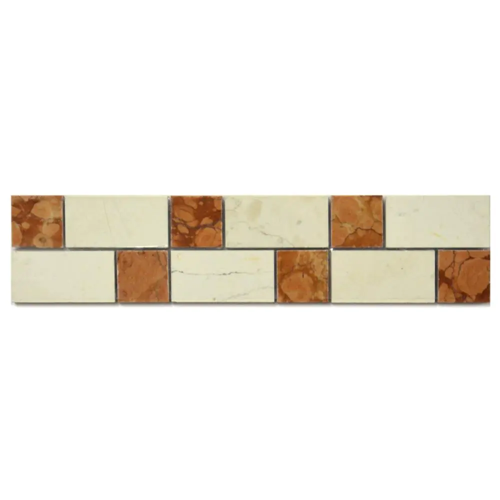 Bordüre Nr.3 Rosso Verona Marmor rotbraun creme 6x28 cm I.Sorte