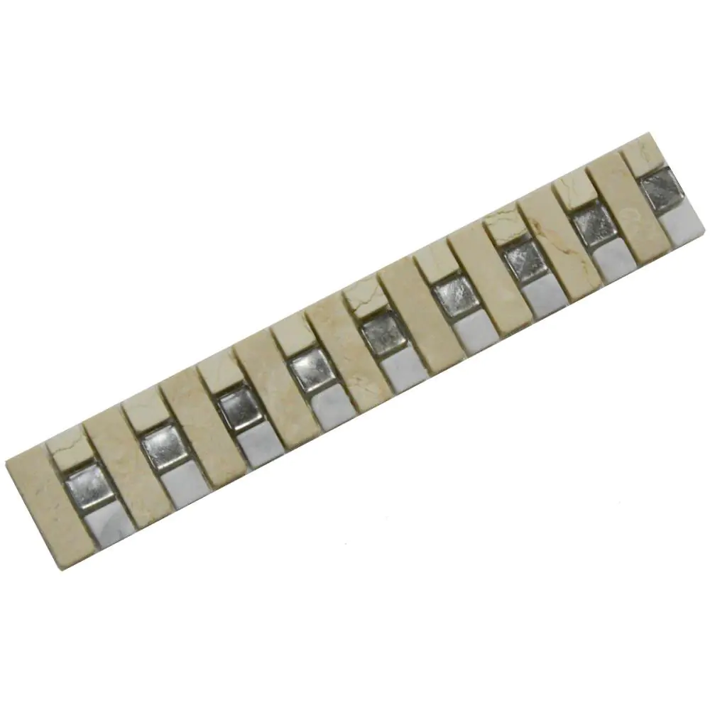 Bordüre Foredil platino varii creme weiß Marmor Murano Glas 6x30 cm Bordüre Foredil platino varii creme weiß Marmor Murano Glas 6x30 cm