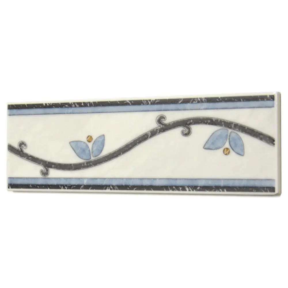 26x Bordüre Villeroy & Boch 1456 D736 Marmaris grau blau weiß 7,5x25 cm II.Sorte