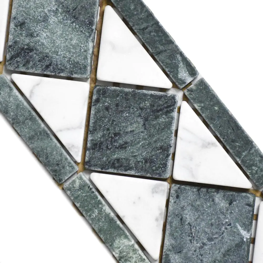 Bordüre Nr.907 Bianco Carrara Guatamala grün grau weiß 10x31 cm