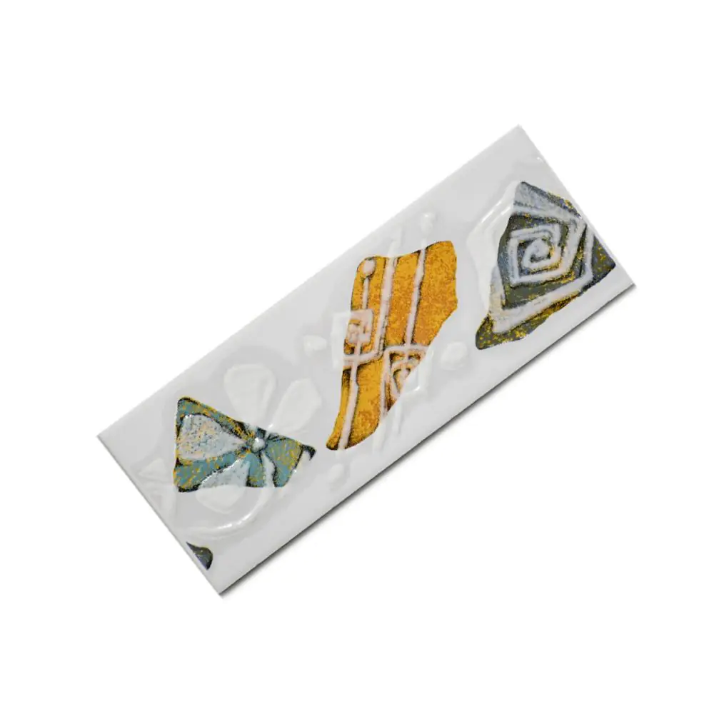 Bordüre AWS Keramik Nr.1032 156851 gelb türkis weiß 7,6x20 cm I.Sorte