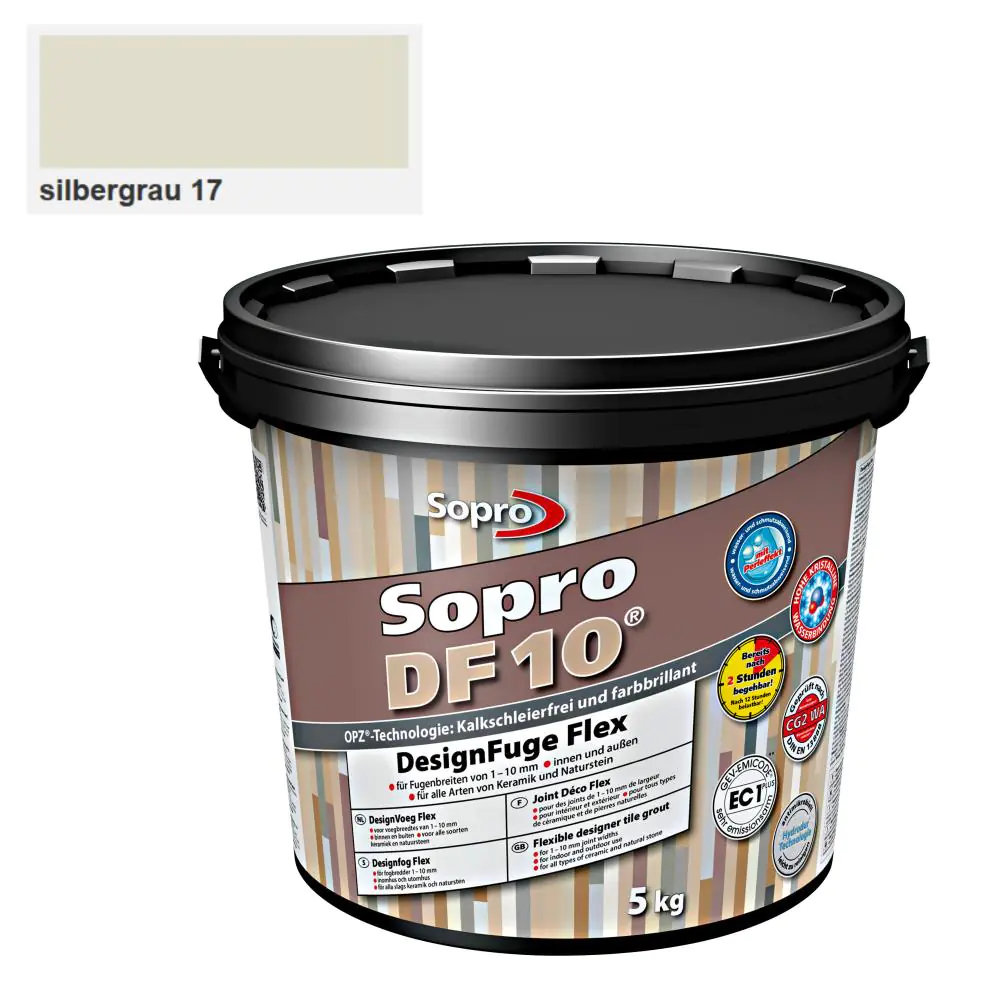 Fugenmörtel Sopro Designfuge Flex DF 10 silbergrau 17 - 5 kg Fugenmörtel Sopro Designfuge Flex DF 10 silbergrau 17 - 5 kg