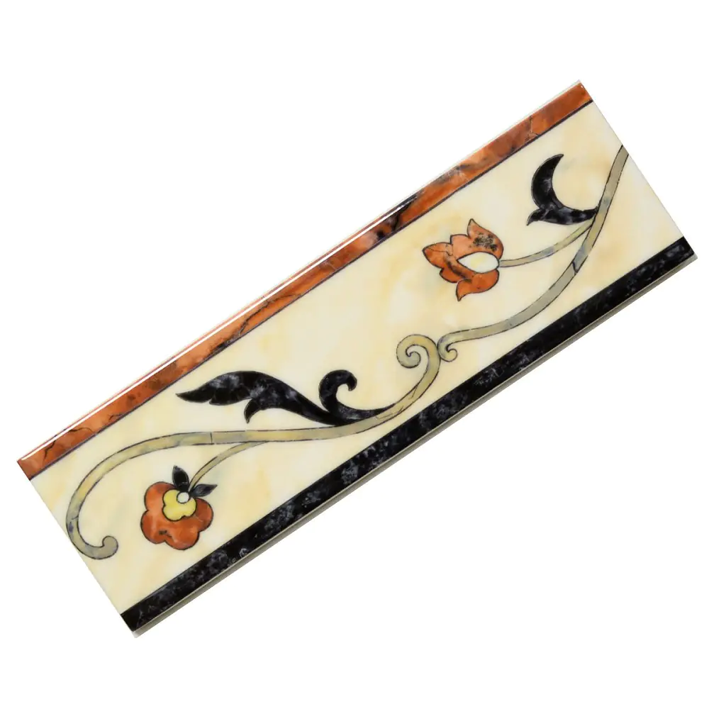Bordüre Villeroy & Boch 1456 TL21 Palazzo Vecchio rot creme schwarz 7,5x25 cm I.Sorte Bordüre Villeroy & Boch 1456 TL21 Palazzo Vecchio rot creme schwarz 7,5x25 cm I.Sorte