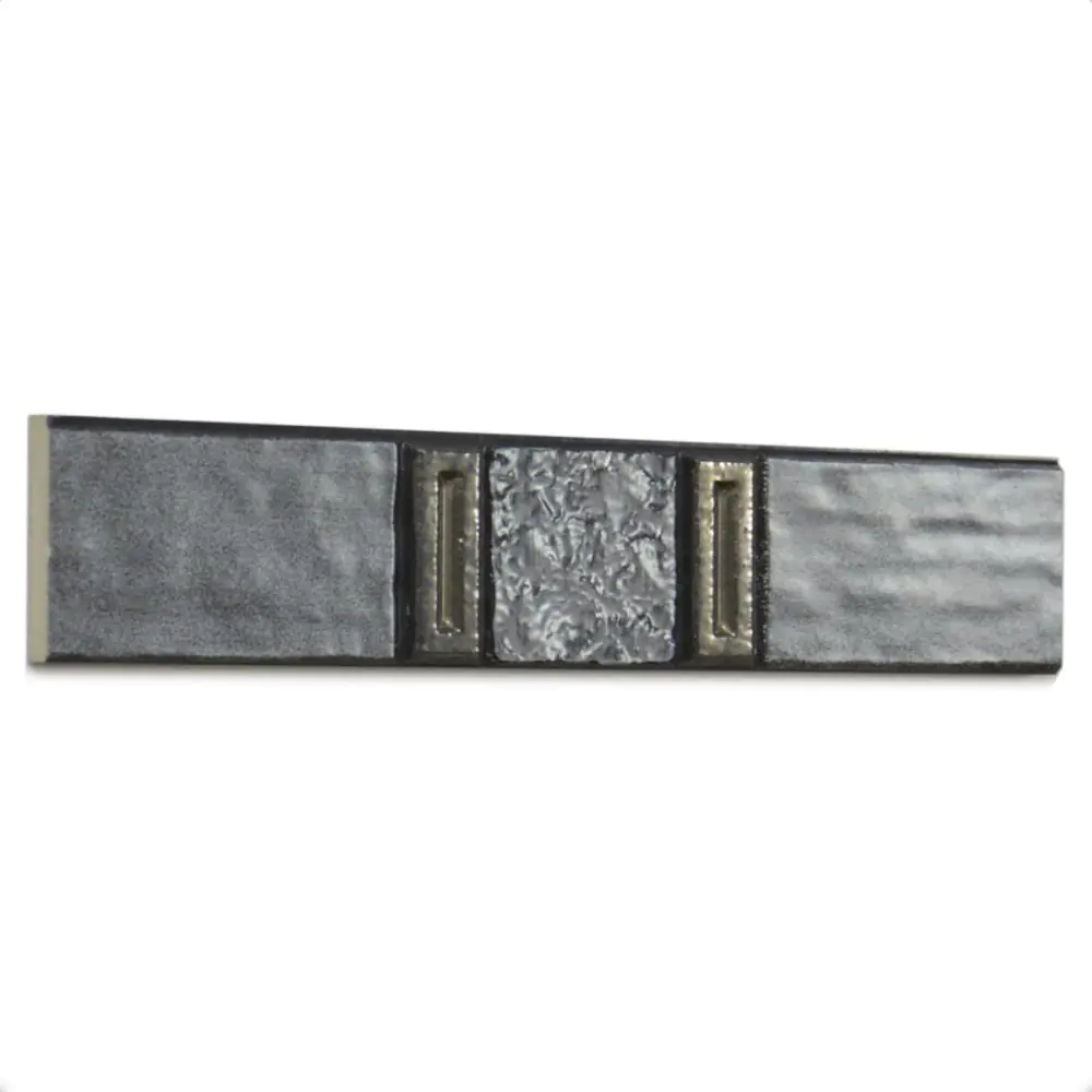 Bordüre Isla Tiles Nr.357 anthrazit silber 5x25 cm Bordüre Isla Tiles Nr.357 anthrazit silber 5x25 cm