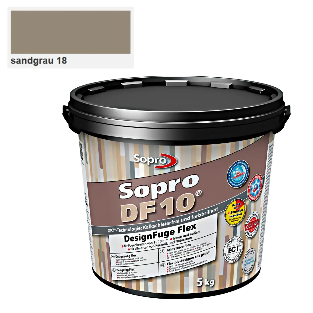 Fugenmörtel Sopro Designfuge Flex DF 10 sandgrau 18 - 5 kg Fugenmörtel Sopro Designfuge Flex DF 10 sandgrau 18 - 5 kg