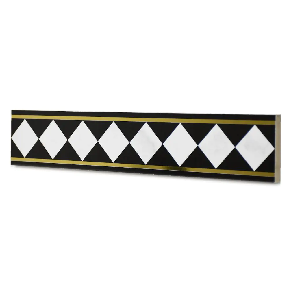 Bordüre Villeroy & Boch 1425 MKB4 Victorian diamond schwarz weiß gold 7,5x40 cm I.Sorte