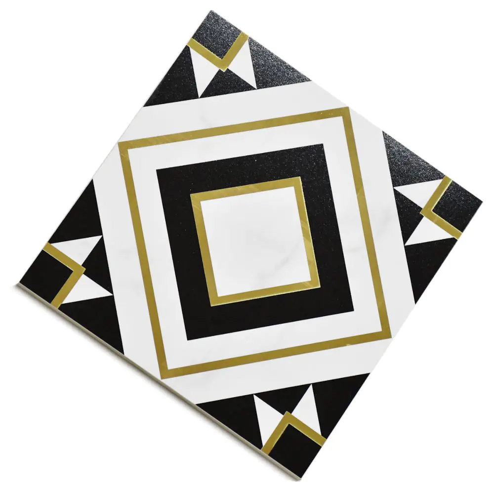 Wandfliese Dekor Villeroy & Boch 1222 MK0K Victorian white gold schwarz weiß 20x20 cm I.Sorte