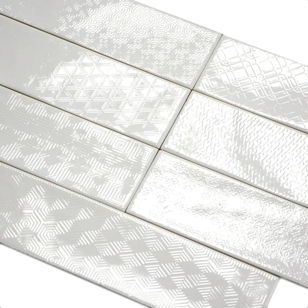 Wandfliese Dekor Cifre Opal Decor snow schneeweiß 7,5x30 cm I.Sorte Wandfliese Dekor Cifre Opal Decor snow schneeweiß 7,5x30 cm I.Sorte
