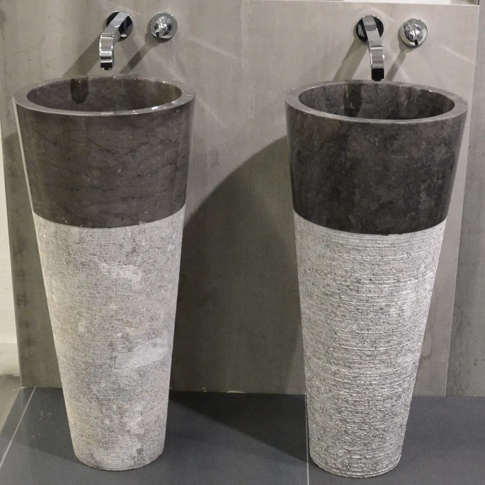Waschsäule Waschbecken IMSO Ceramiche Lavabo grau anthrazit 40x90 cm Waschsäule Waschbecken IMSO Ceramiche Lavabo grau anthrazit 40x90 cm