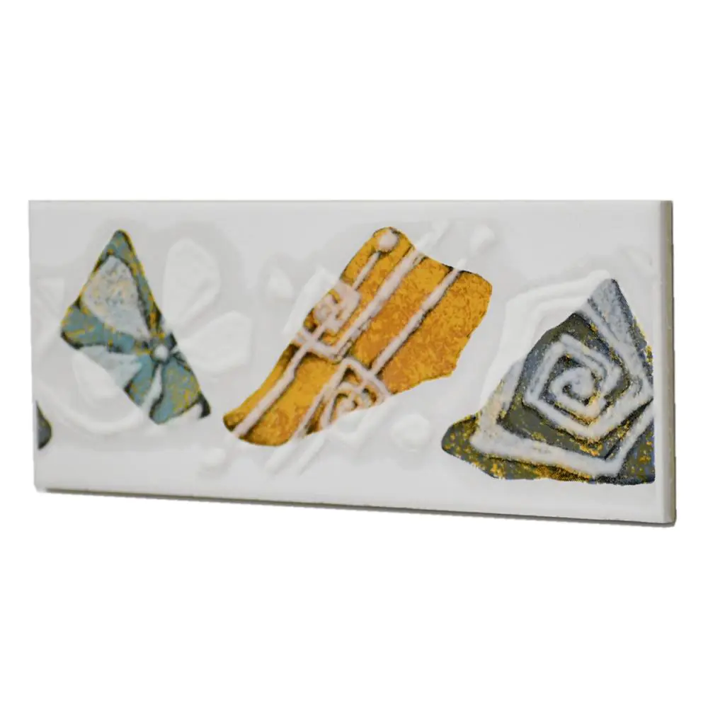 Bordüre AWS Keramik Nr.1032 156851 gelb türkis weiß 7,6x20 cm I.Sorte