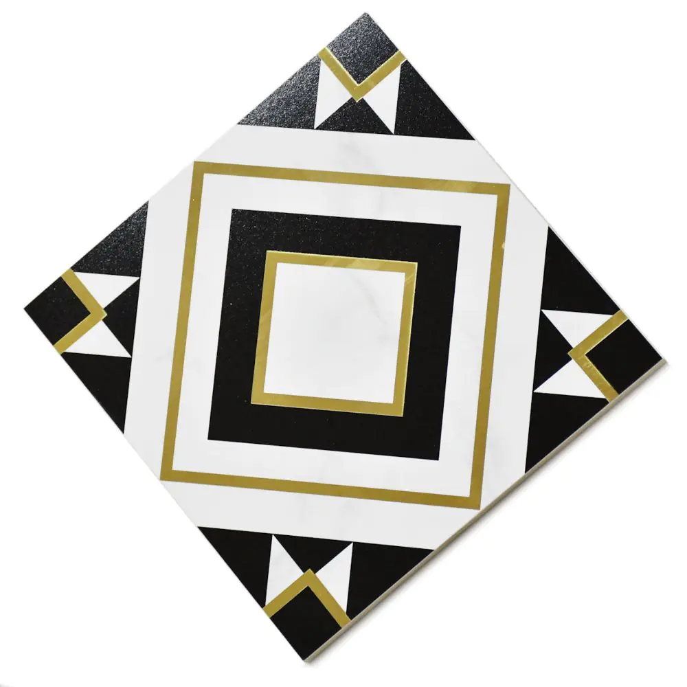 Wandfliese Dekor Villeroy & Boch 1222 MK0K Victorian white gold schwarz weiß 20x20 cm I.Sorte