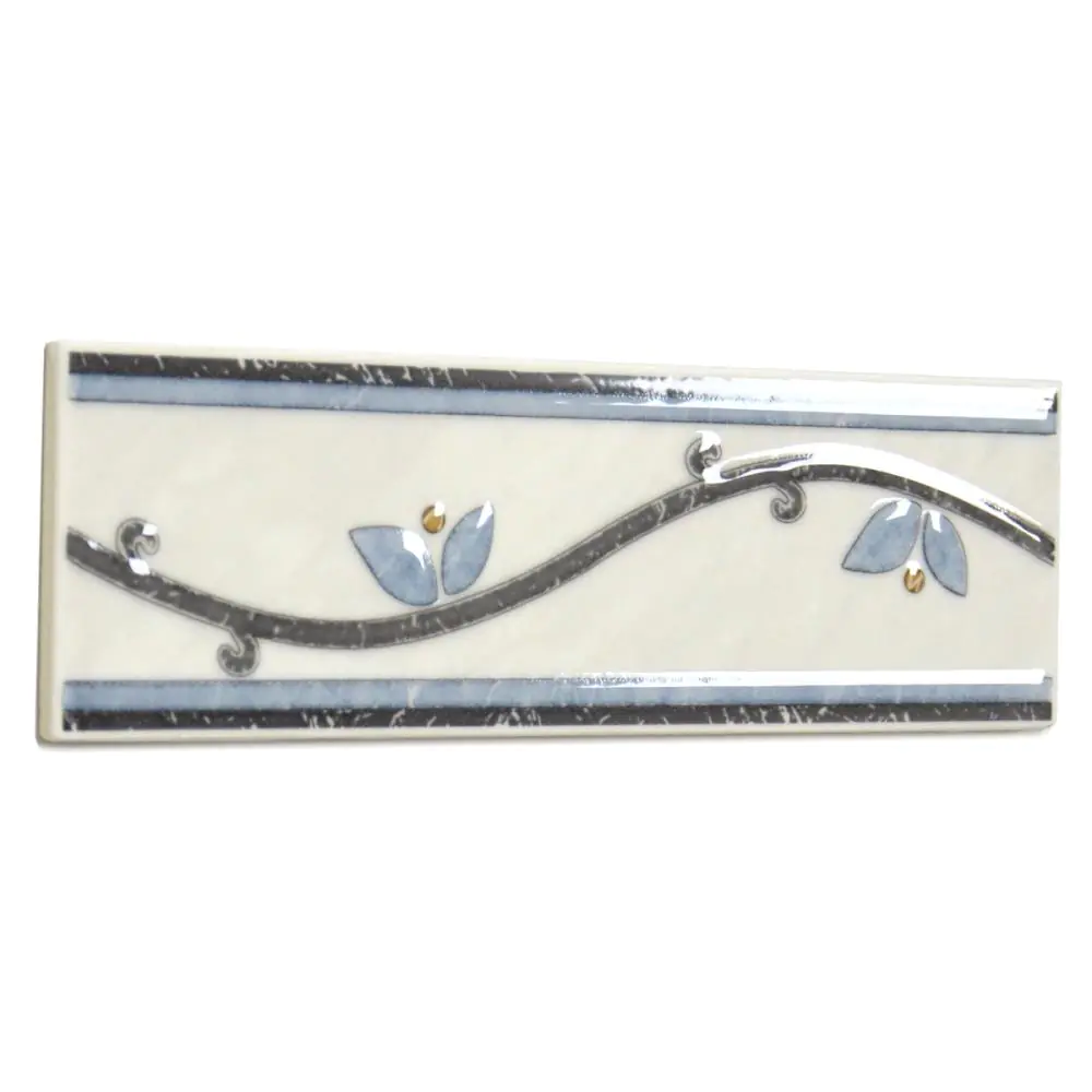 26x Bordüre Villeroy & Boch 1456 D736 Marmaris grau blau weiß 7,5x25 cm II.Sorte