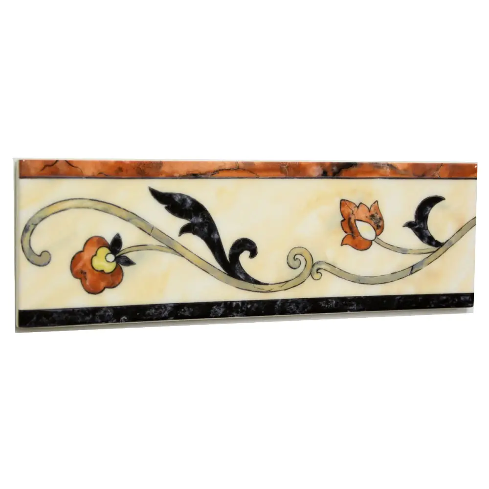 Bordüre Villeroy & Boch 1456 TL21 Palazzo Vecchio rot creme schwarz 7,5x25 cm I.Sorte Bordüre Villeroy & Boch 1456 TL21 Palazzo Vecchio rot creme schwarz 7,5x25 cm I.Sorte