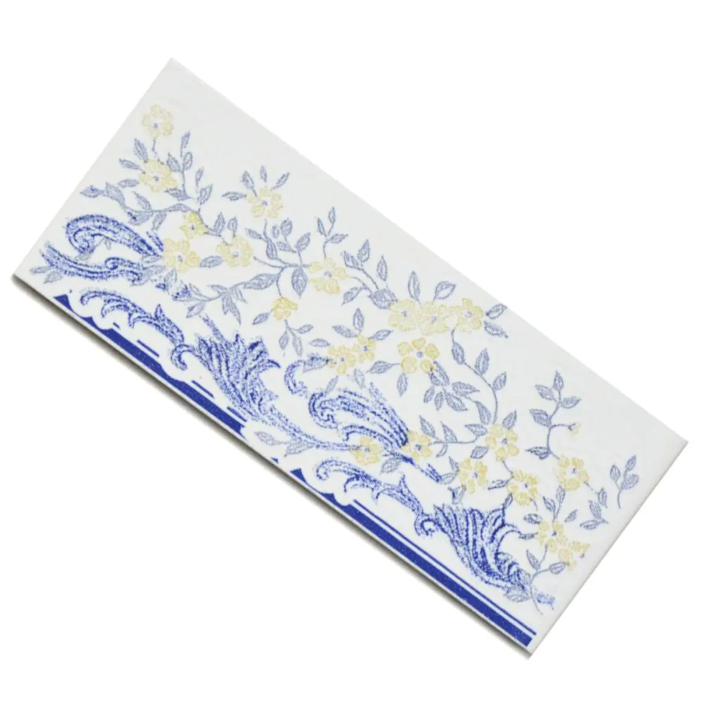 Bordüre Arpa Nr.215 Tania beu weiß blau gelb delfter Blumen 5,5x15 cm Bordüre Arpa Nr.215 Tania beu weiß blau gelb delfter Blumen 5,5x15 cm