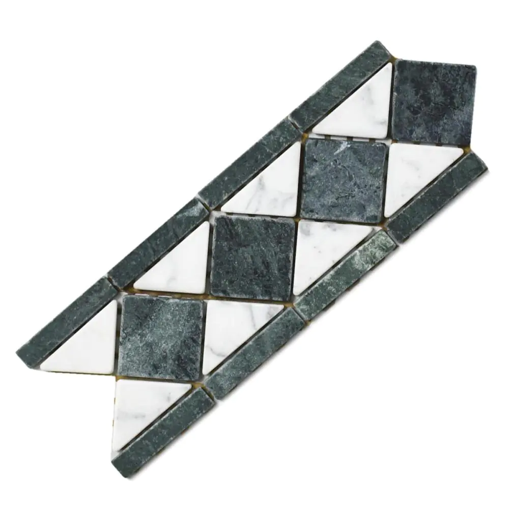 Bordüre Nr.907 Bianco Carrara Guatamala grün grau weiß 10x31 cm