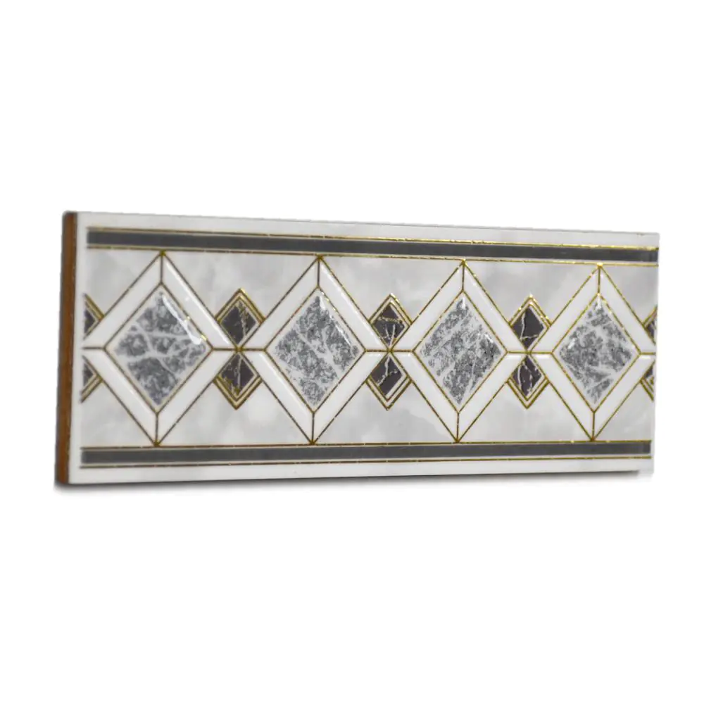 Bordüre Campogalliano Nr.1033 Doris Oriente weiß grau gold 6,5x20 cm